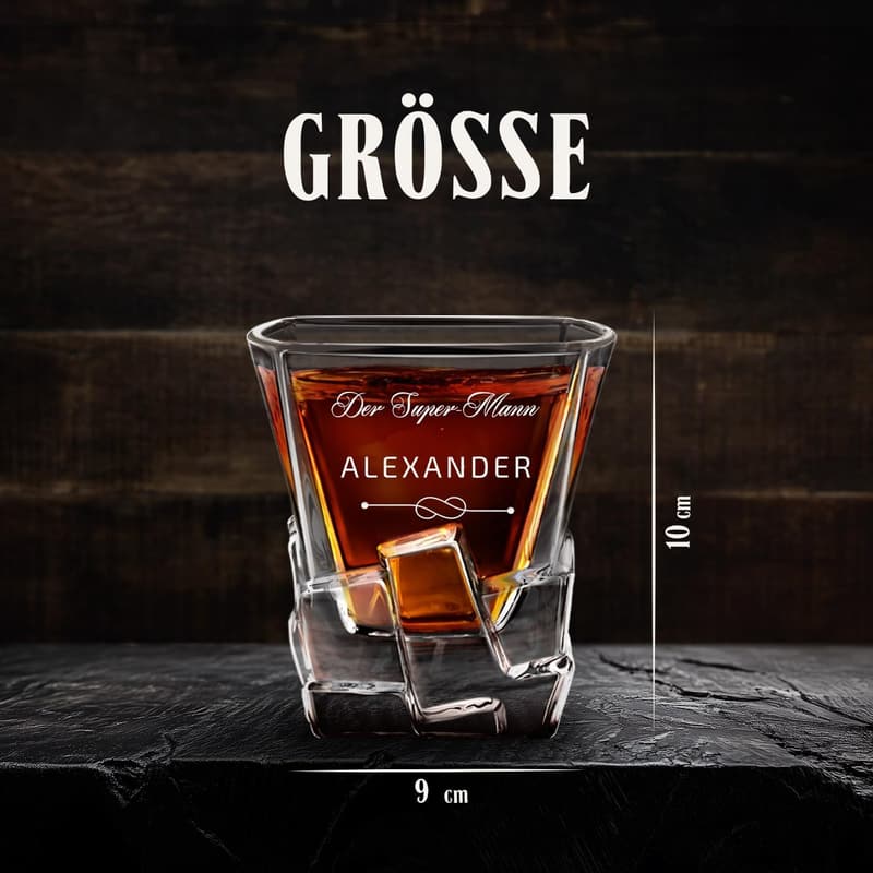 Personalisierte Whiskygläser aus Kristall für Männer – 6er Set, 250ml, Geburtstag