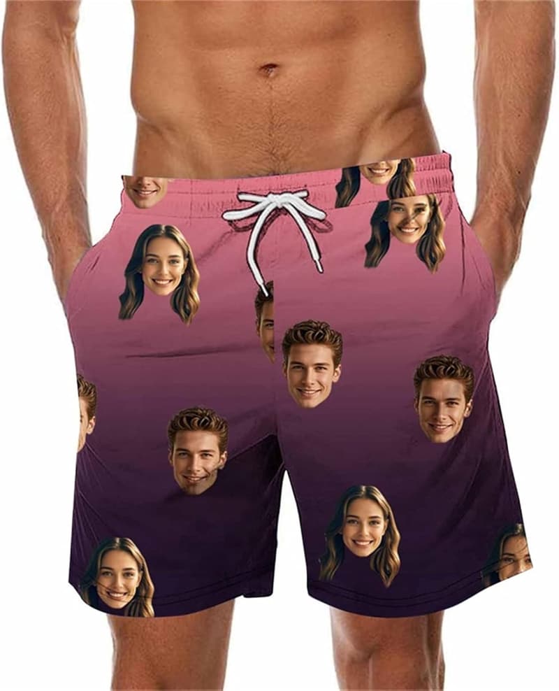 Personalisierte kurze Schlafhose für Herren mit Familiefoto