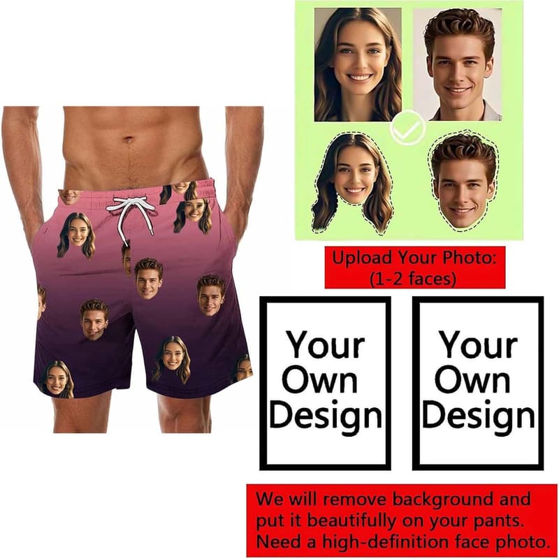 Personalisierte kurze Schlafhose für Herren mit Familiefoto