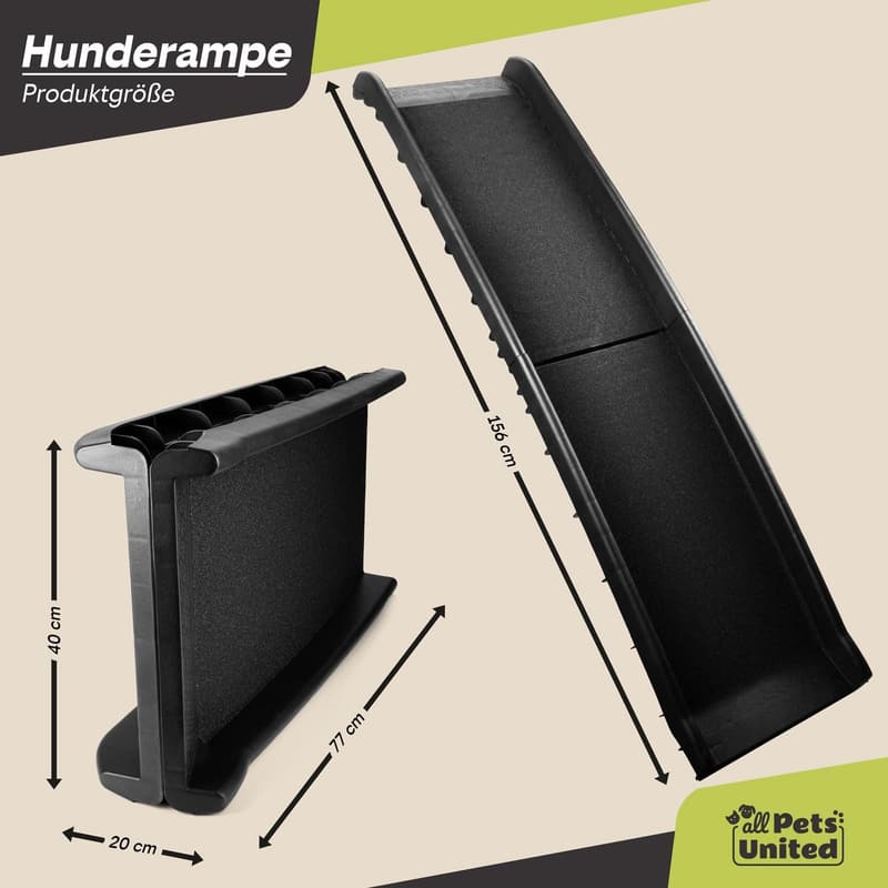 Klappbare Hunderampe 156 x 40 cm - Einstiegshilfe für Hunde und Katzen
