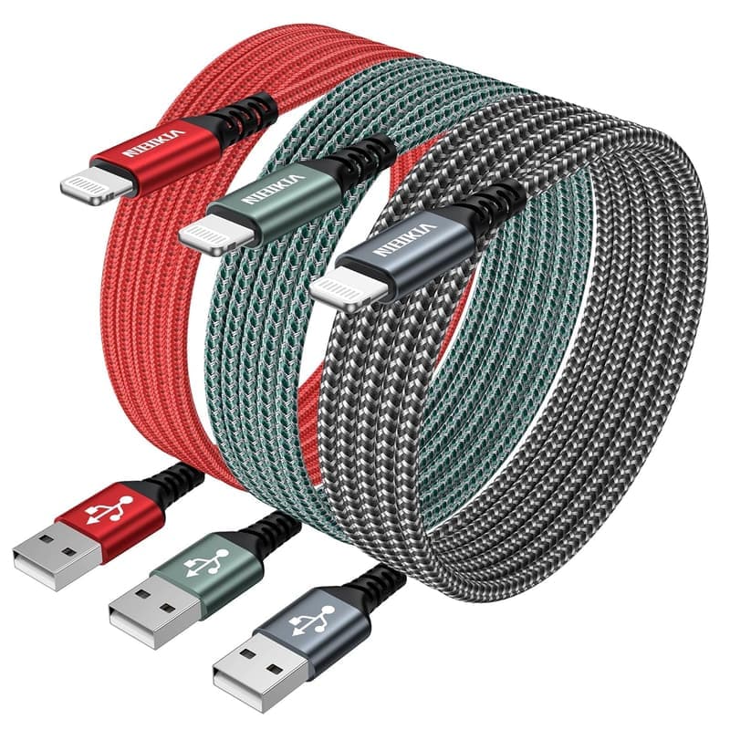 Lightning Ladekabel [3er Set 2m] MFi-zertifiziert für iPhone 14 bis 6s Plus