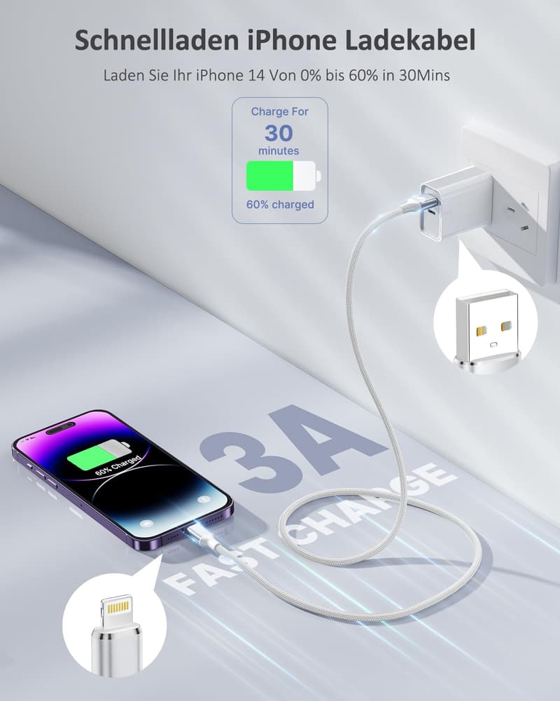 MFi-zertifiziertes 2M Lightning Ladekabel für iPhone und iPad