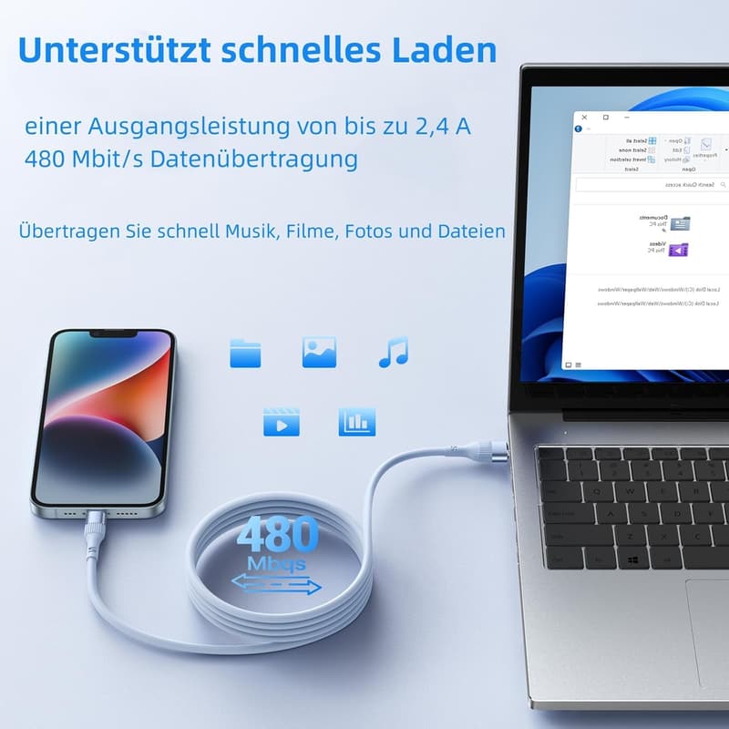 MFi-zertifiziertes 3er-Set iPhone Lightning-Ladekabel 1,8m