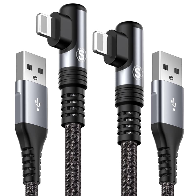 90° Winkel Lightning Ladekabel 2m (2 Stück) für iPhone und iPad