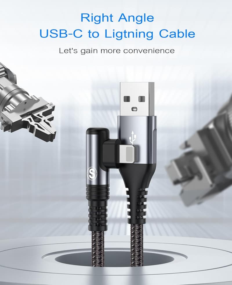 90° Winkel Lightning Ladekabel 2m (2 Stück) für iPhone und iPad