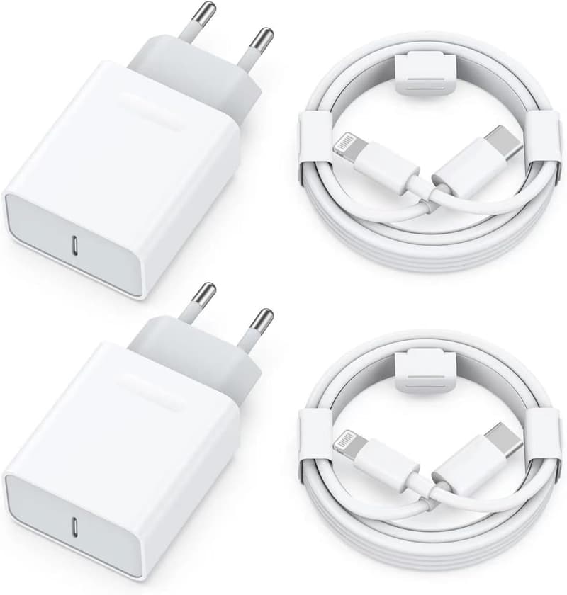 25W Schnellladegerät & 2M USB-C Kabel für iPhone 11-14, 4-Pack
