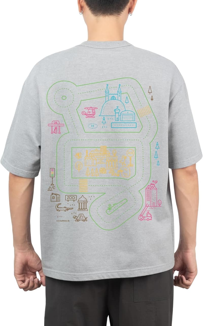 Laufkleber Massageshirt für Männer mit Straßenkarte auf dem Rücken