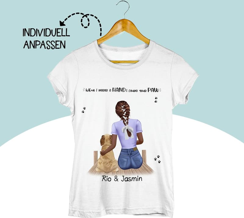 Personalisierte T-Shirt für Hundemama mit Name & Spruch