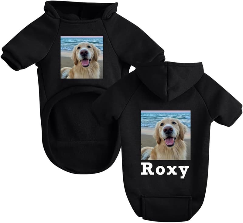 Personalisierter Hund-Hoodie mit Foto und Namen für kleine bis mittlere Hunde
