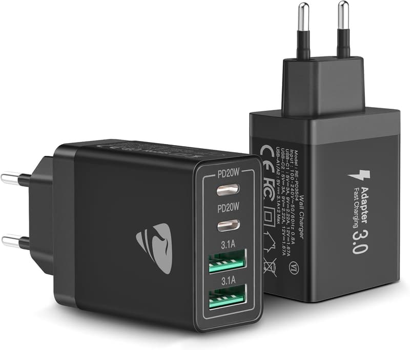 40W USB-C Schnellladegerät 4-Port Adapter für Smartphones