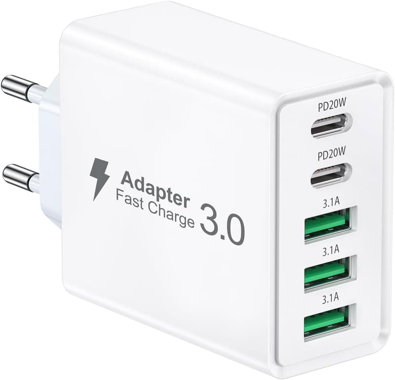 USB C Netzteil Adapter, 5-Port Schnellladegerät für iPhone & Samsung