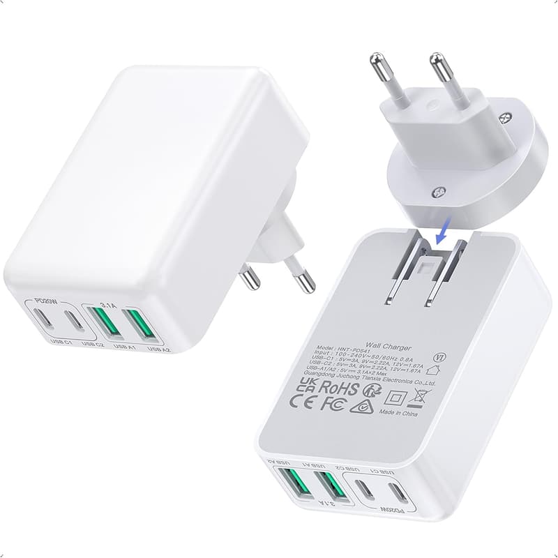 4-Port USB C Schnellladegerät 40W für iPhone und Samsung