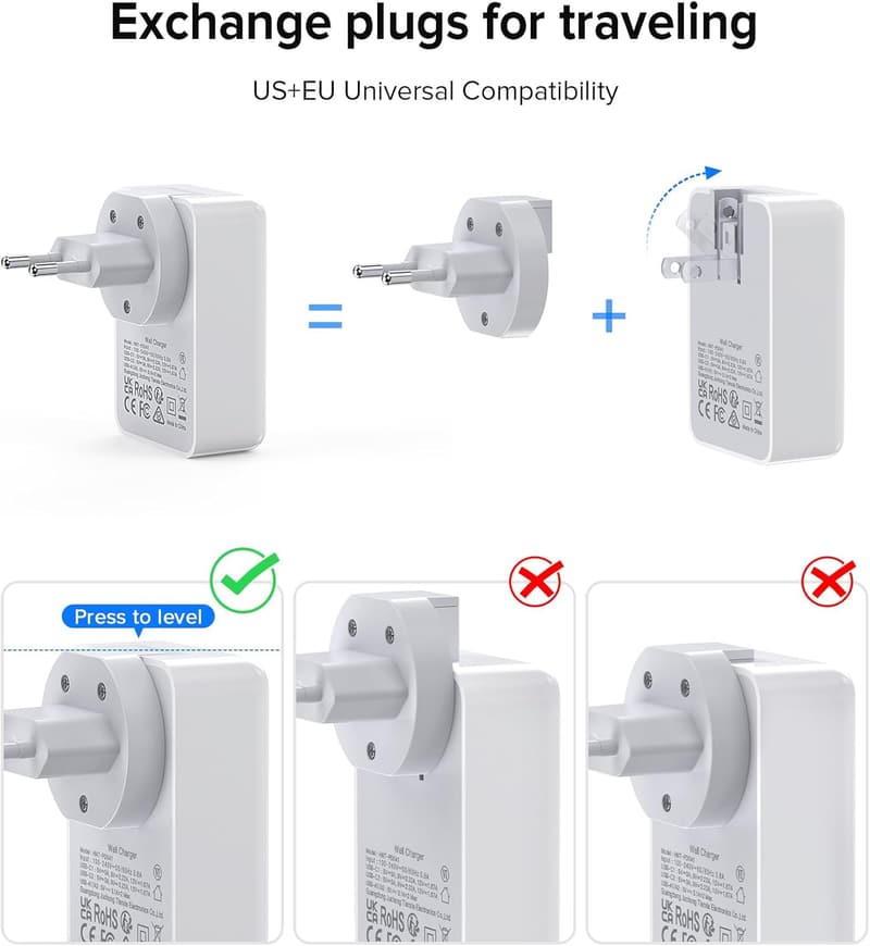 4-Port USB C Schnellladegerät 40W für iPhone und Samsung