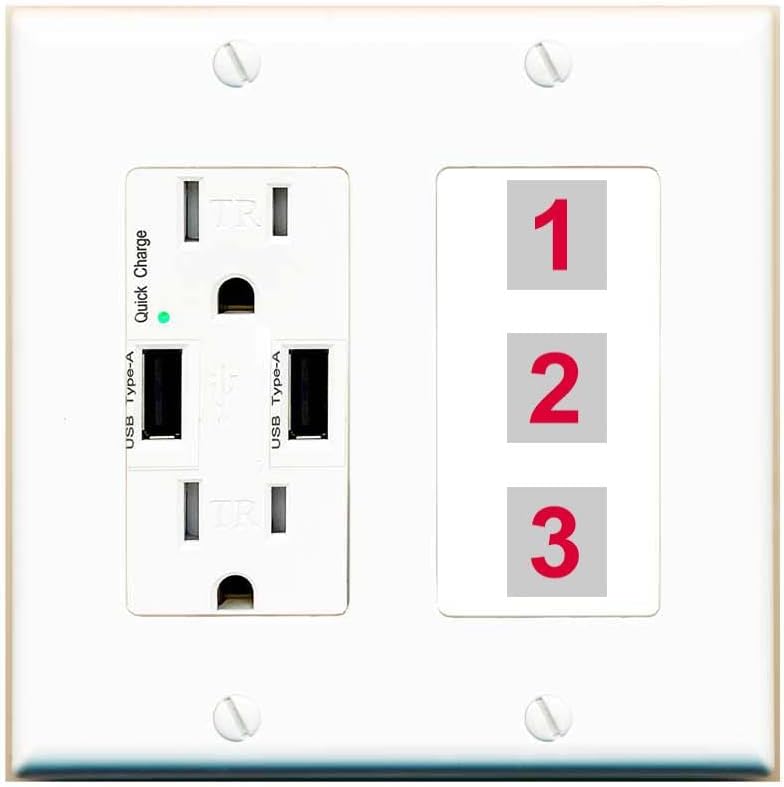 Benutzerdefinierte Wandplatte mit 3 Anschlüssen für USB-Ladegerät