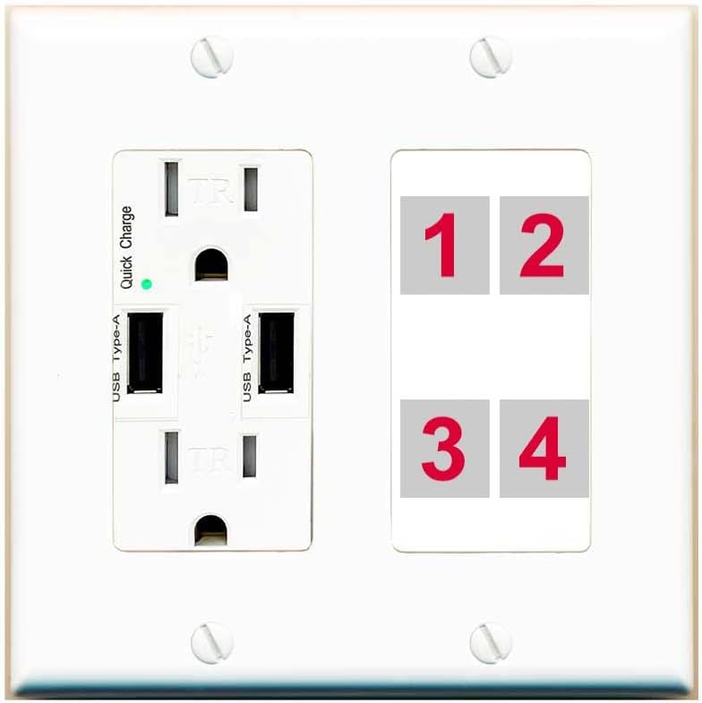 Benutzerdefinierte Wandplatte mit 4 Anschlüssen für USB-Ladegeräte