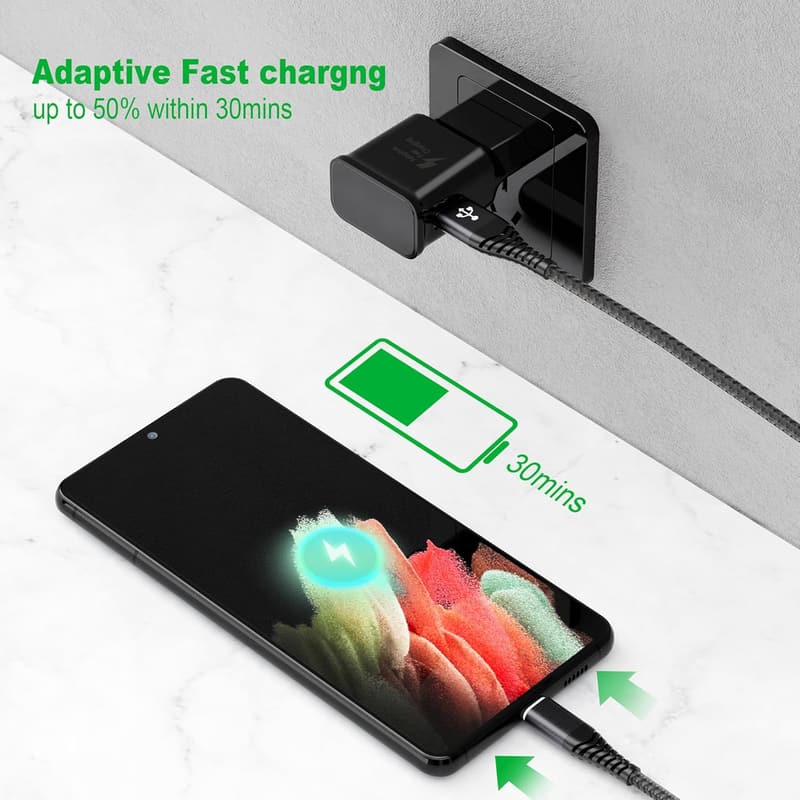 Schnellladegerät mit 2M USB C Kabel für Samsung Galaxy Modelle