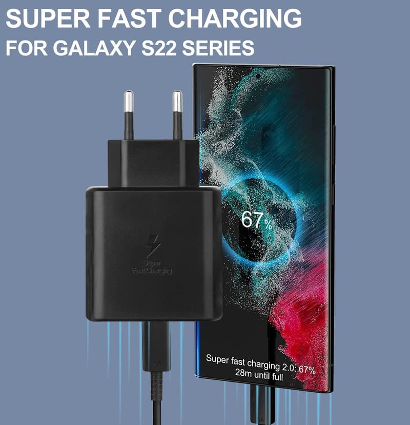 Schnellladegerät 45W für Samsung Galaxy S24/S23/S22 Ultra, USB-C, 2m Kabel