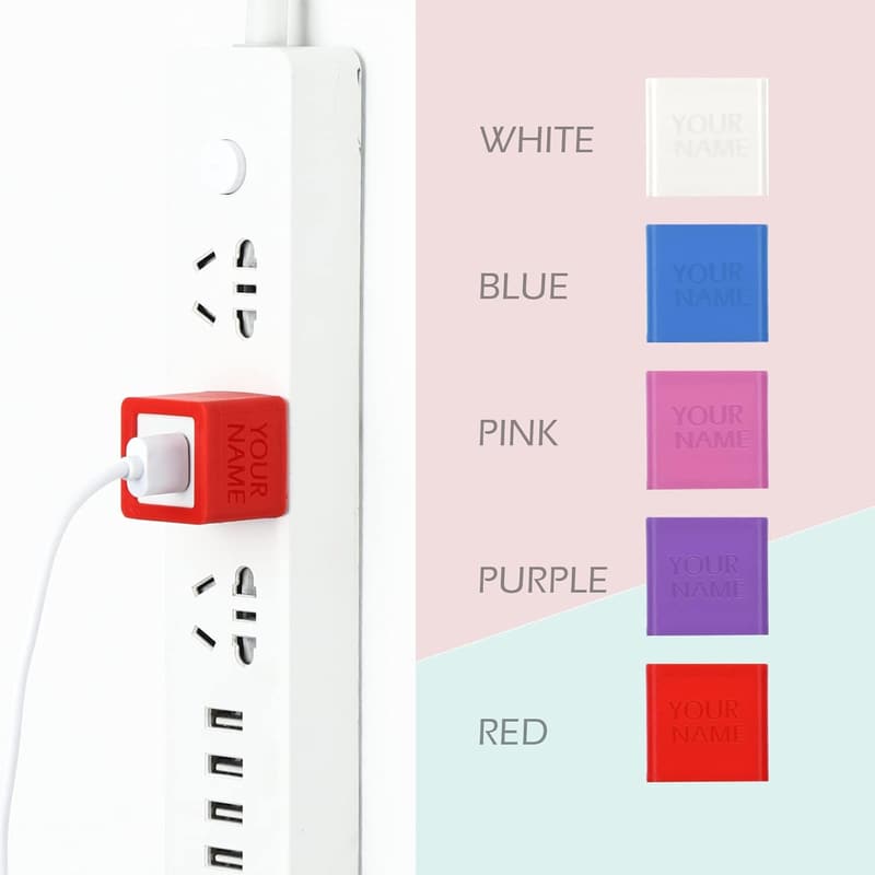 Personalisierte Ladegerätbox mit Namensschild für iPhone