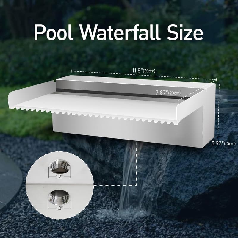 Edelstahl Wasserfall Spillway für Koi Teich – 30x20x10cm