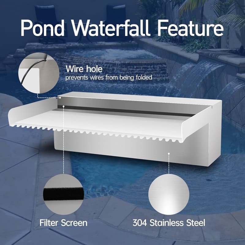 Edelstahl Wasserfall Spillway für Koi Teich – 30x20x10cm