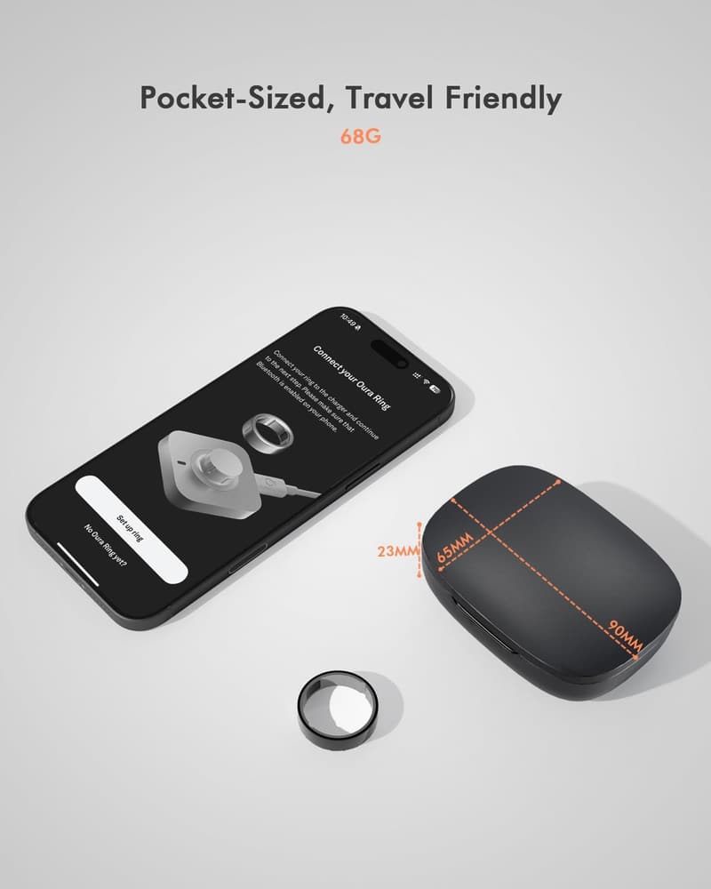 Kabellose Ladehülle für Oura Ring 3 - Universelles Ladedock 1000mAh
