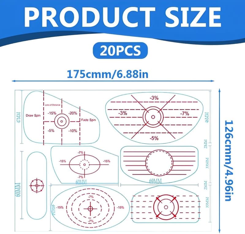 20 Stück Golf Impact Sticker - Wetterfeste Trainingshilfe für den Sweet Spot