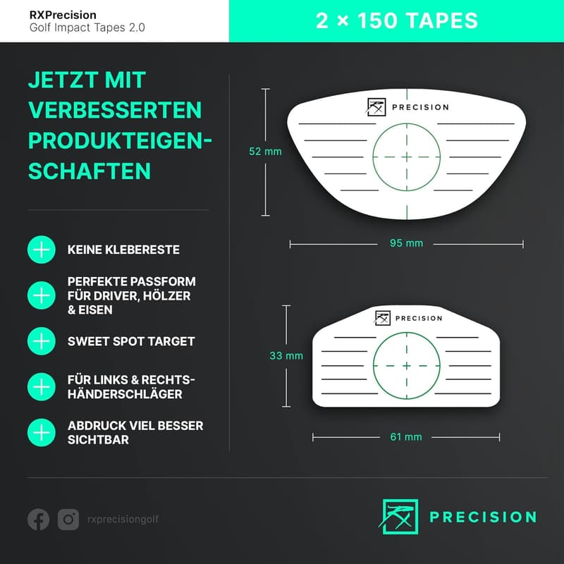 Golf Impact Tape für Schwungtraining – 300 Etiketten für Präzision