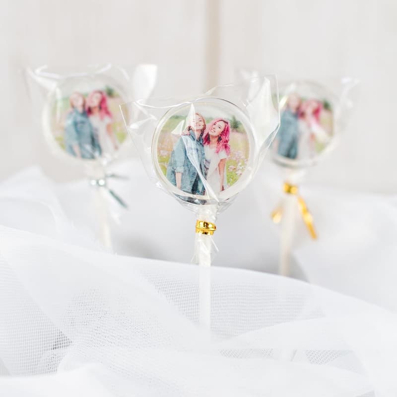 Personalisierter Fotololli – Essbarer Lolli mit eigenem Motiv für Events (5 cm, 50 Stück)