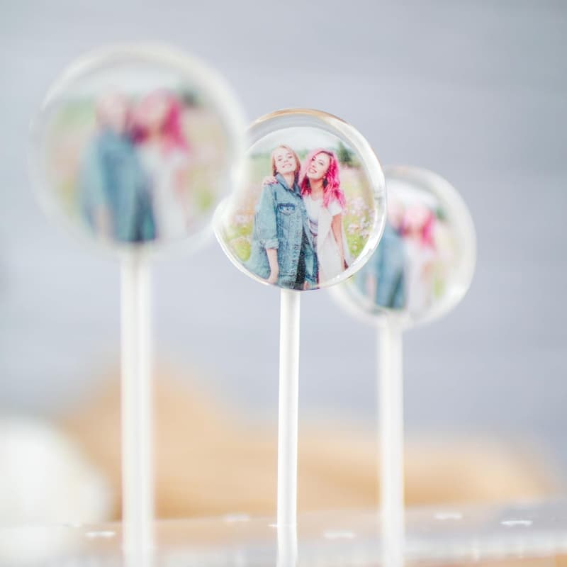 Personalisierter Fotololli – Essbarer Lolli mit eigenem Motiv für Events (5 cm, 50 Stück)