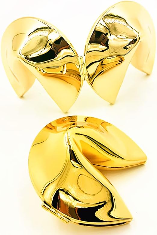 Personalisierte Glückskeks-Box aus Metall für Hochzeiten und Einweihungen (7 cm, goldfarben)