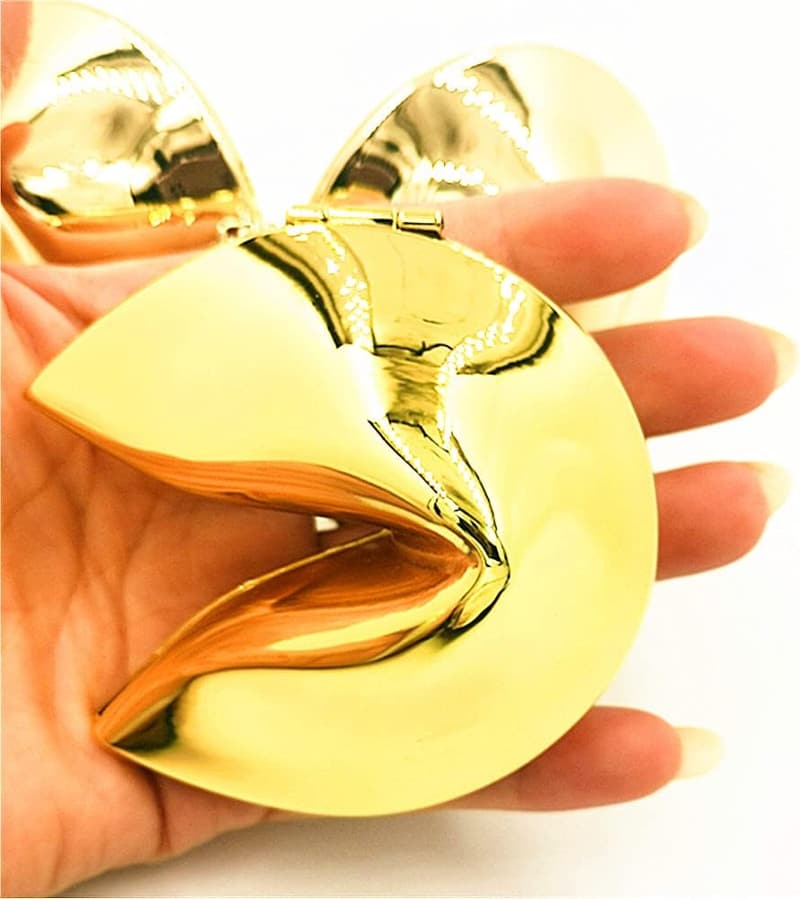Personalisierte Glückskeks-Box aus Metall für Hochzeiten und Einweihungen (7 cm, goldfarben)