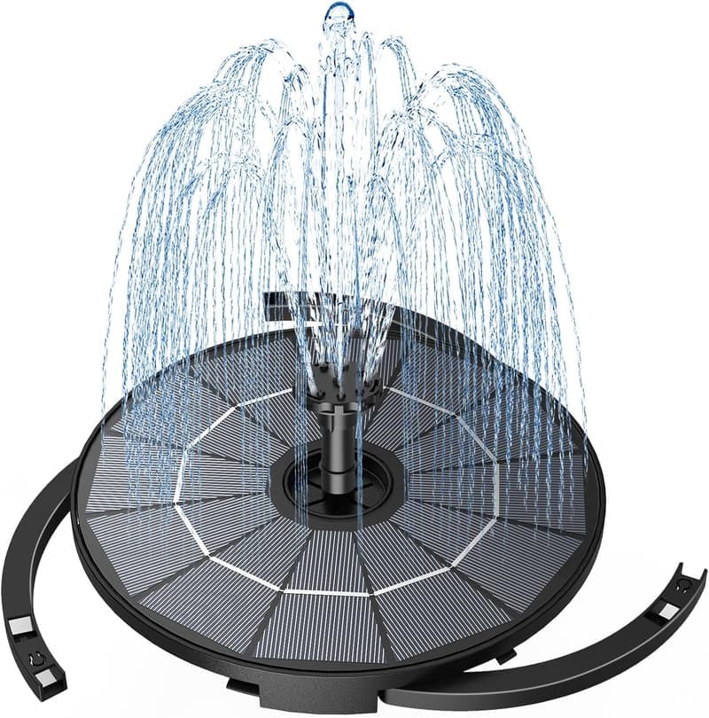 Solar Springbrunnen für Garten mit abnehmbarem Solarpanel, 6 Effekten
