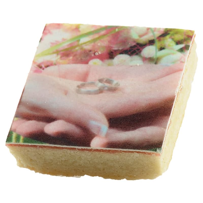 Individuelle quadratische Hochzeitskekse, selbst gebacken
