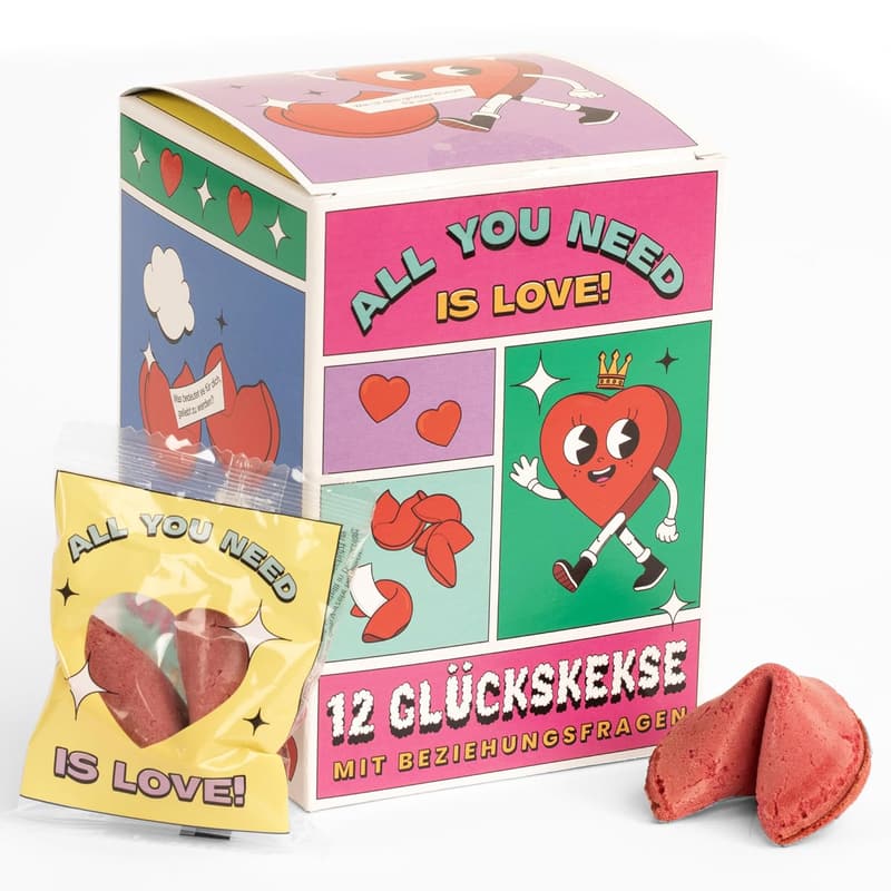 Partner Glückskekse mit Beziehungsfragen für Paare - 12 Stück, Made in Germany