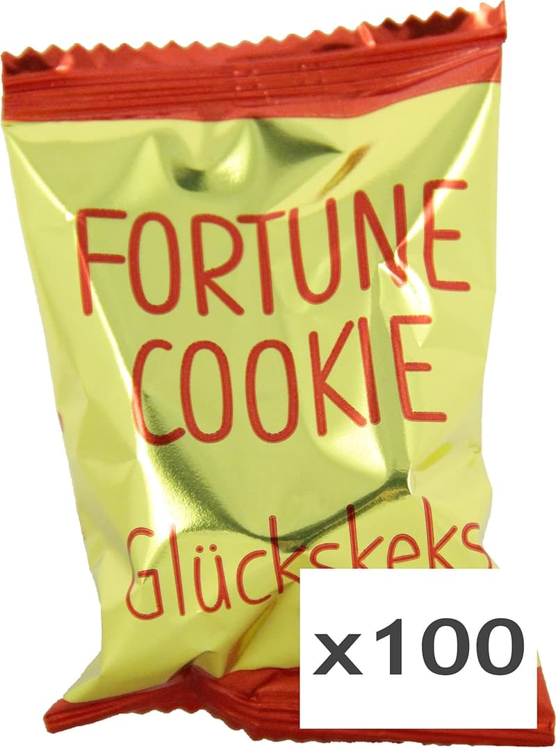100 Stück Glückskekse in goldener Drachenfolie - knackig frisch