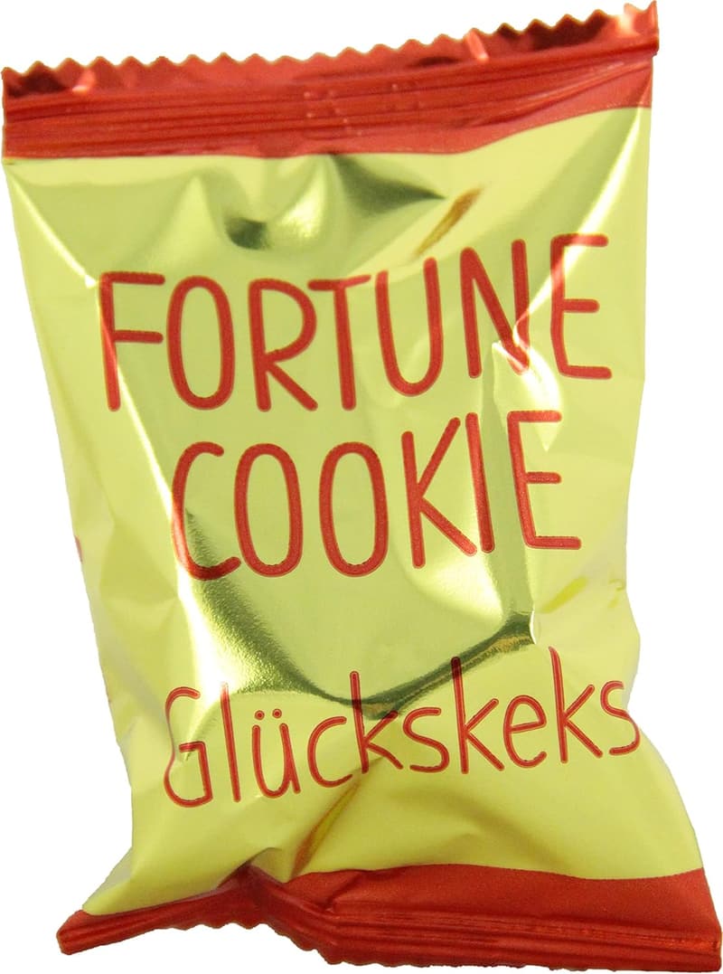 100 Stück Glückskekse in goldener Drachenfolie - knackig frisch