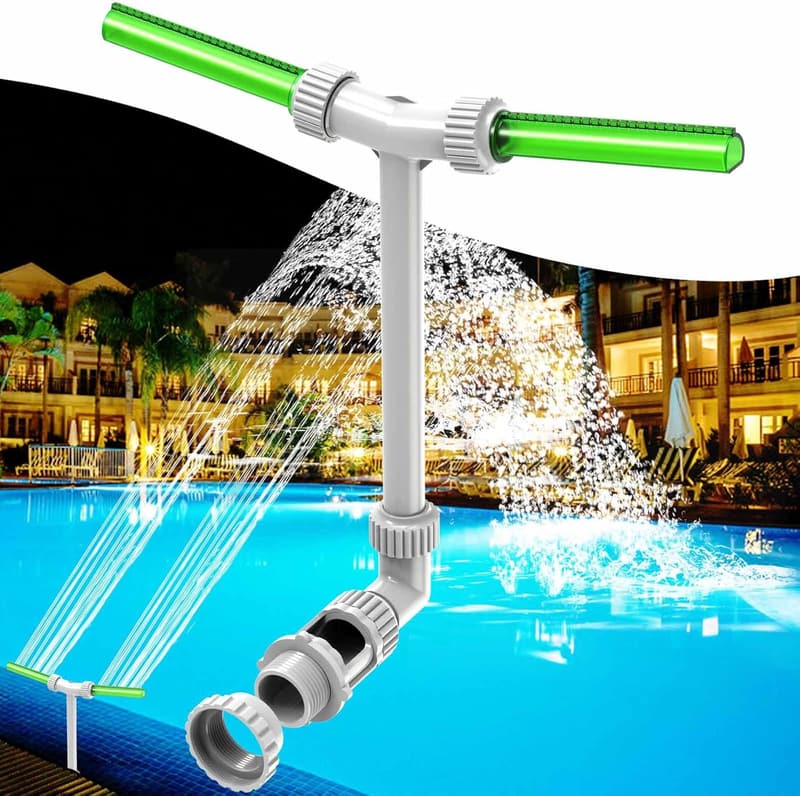 2-in-1 Poolwasserfall mit grünem Nachtglow für Springbrunnen