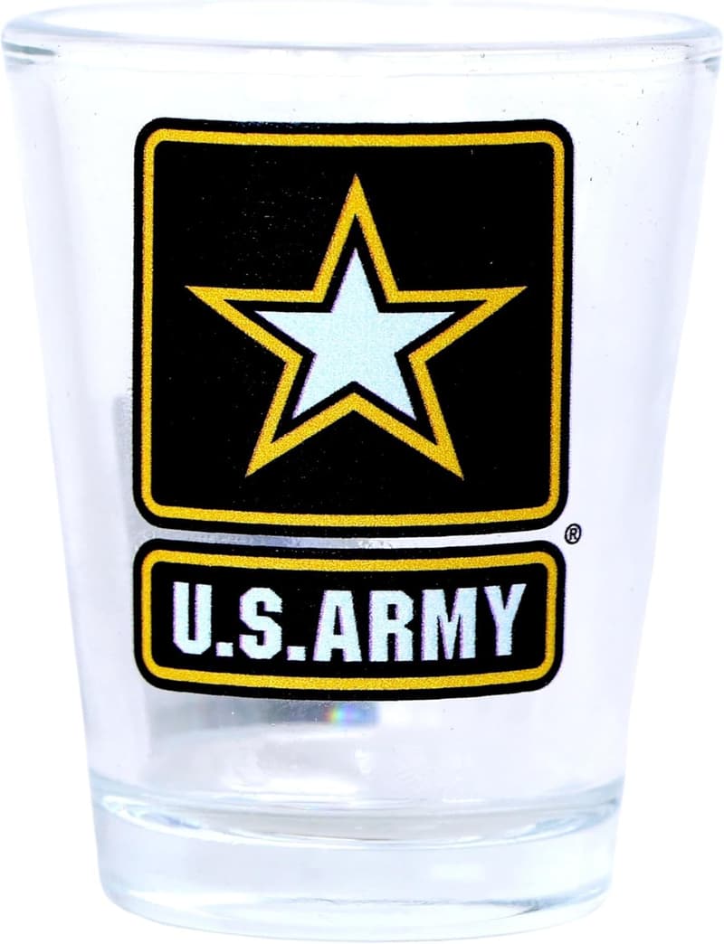 Khaki Schnapsglas mit US-Armee-Motiv