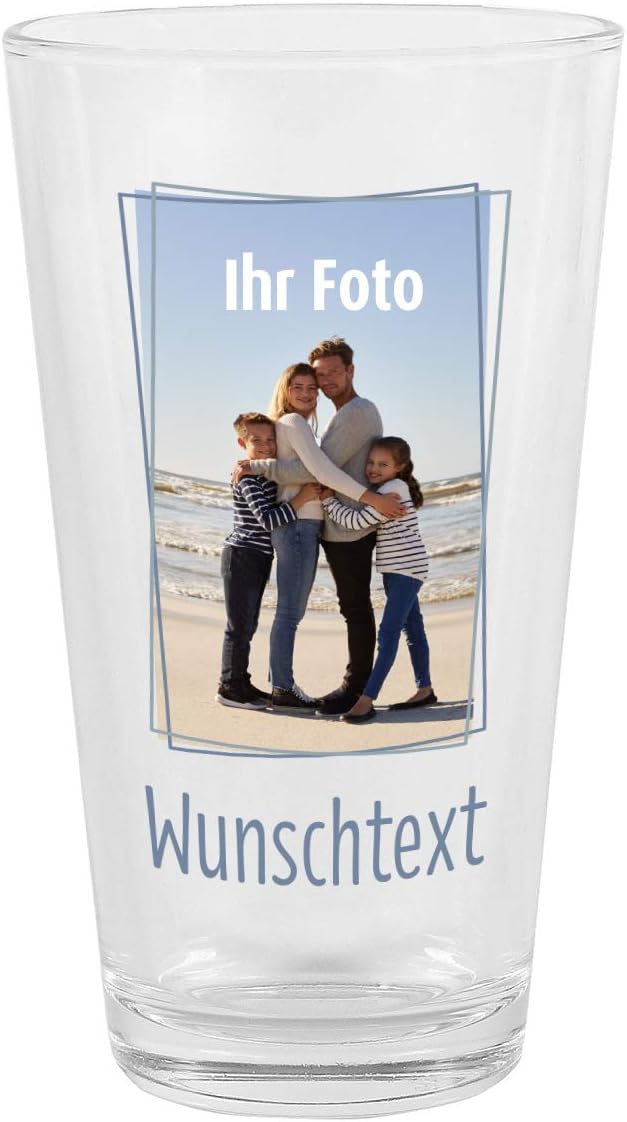 Personalisiertes Trinkglas mit Foto und Wunschtext
