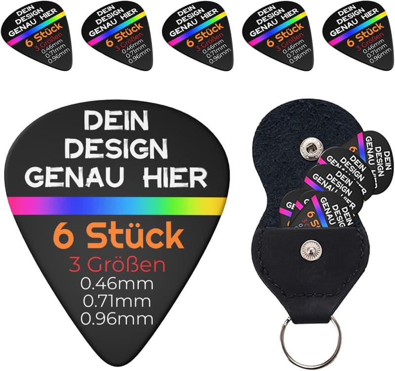 Personalisierte Gitarrenplektren 6 Stück - Beidseitig bedruckt