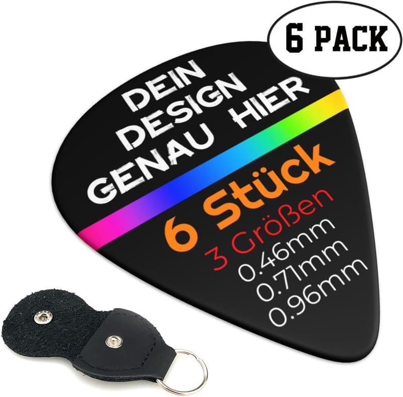 Personalisierte Gitarrenplektren 6 Stück - Beidseitig bedruckt