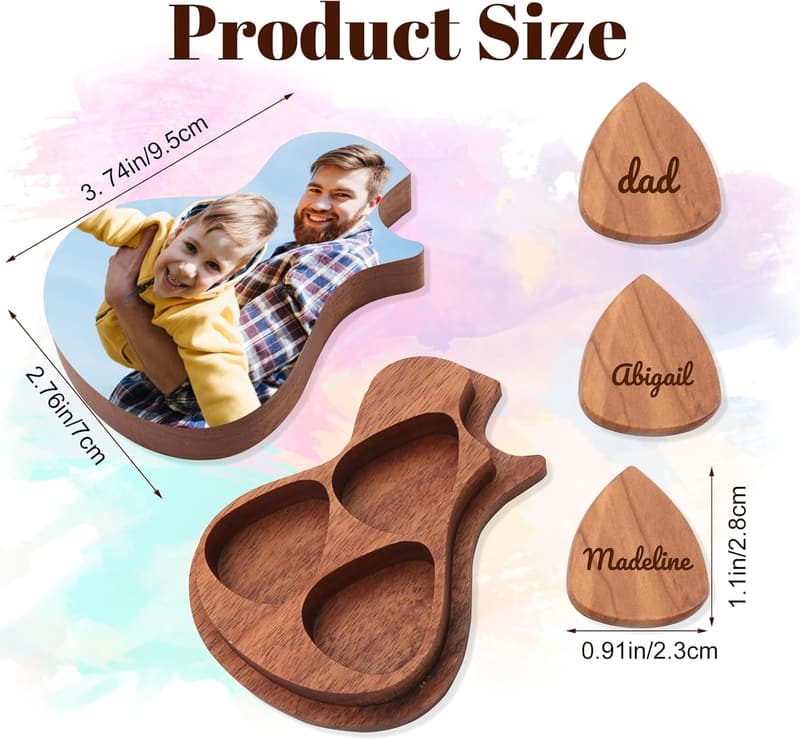 Personalisierter Gitarren-Pick-Halter aus Holz für Männer – Geschenk zum Geburtstag