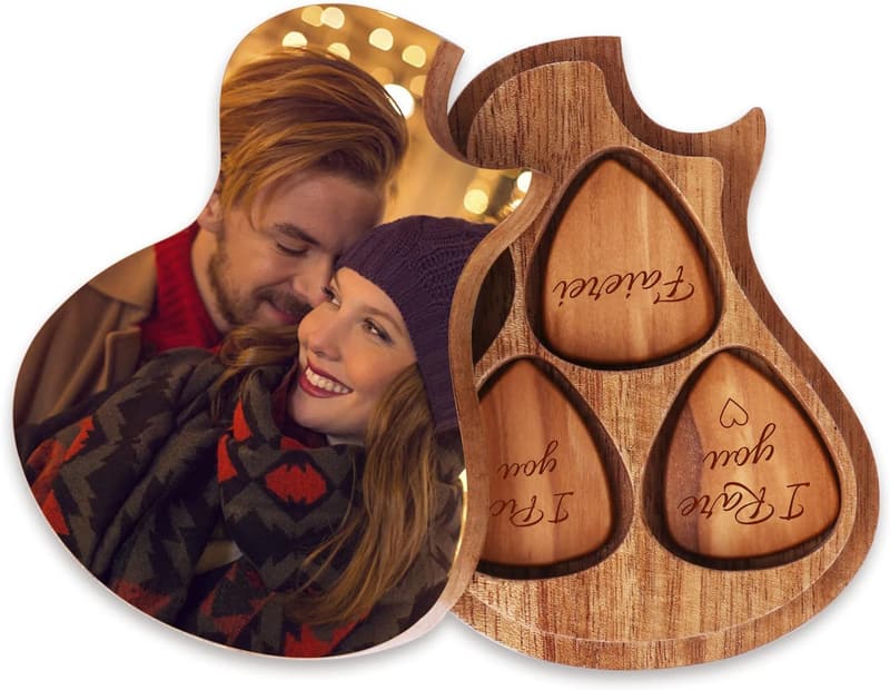 Personalisierte Foto-Gitarren-Plektrum-Box mit Gravur