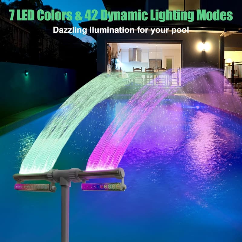Einstellbarer Poolbrunnen mit LED-Licht für oberirdische und Inground Pools