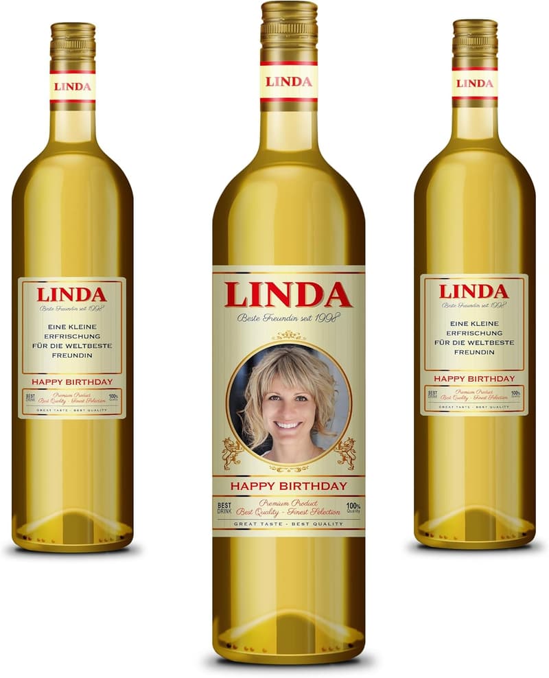 Personalisierte Flaschenetiketten mit Foto & Text - 3er Set