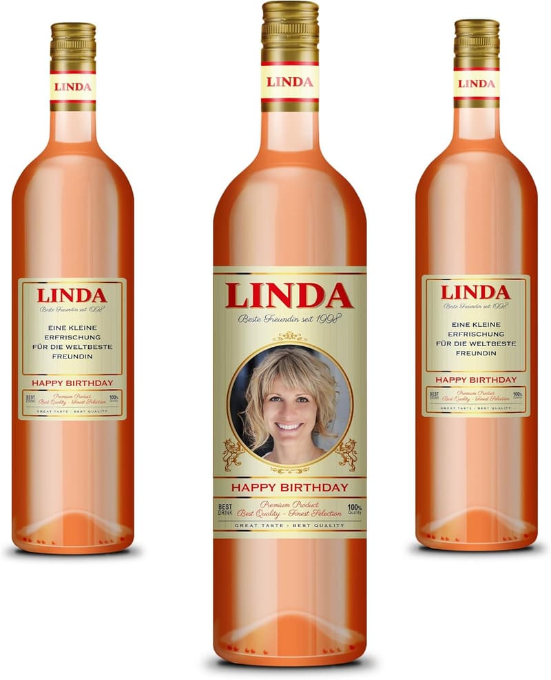 Personalisierte Flaschenetiketten mit Foto & Text - 3er Set