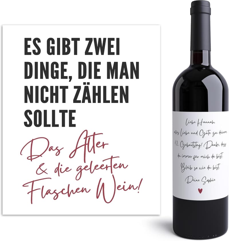 Personalisierte Weinetiketten zum Geburtstag, selbstklebend, 2 Stück