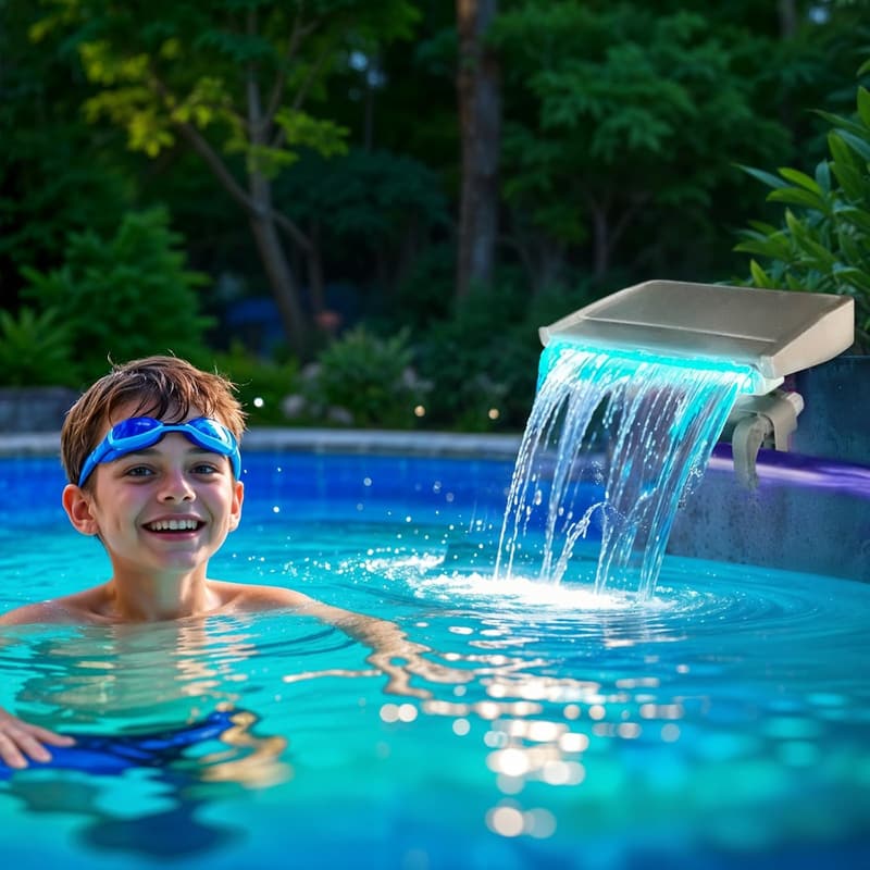 LED-Poolbrunnen Wasserfall für oberirdische Pools mit 7 Farben