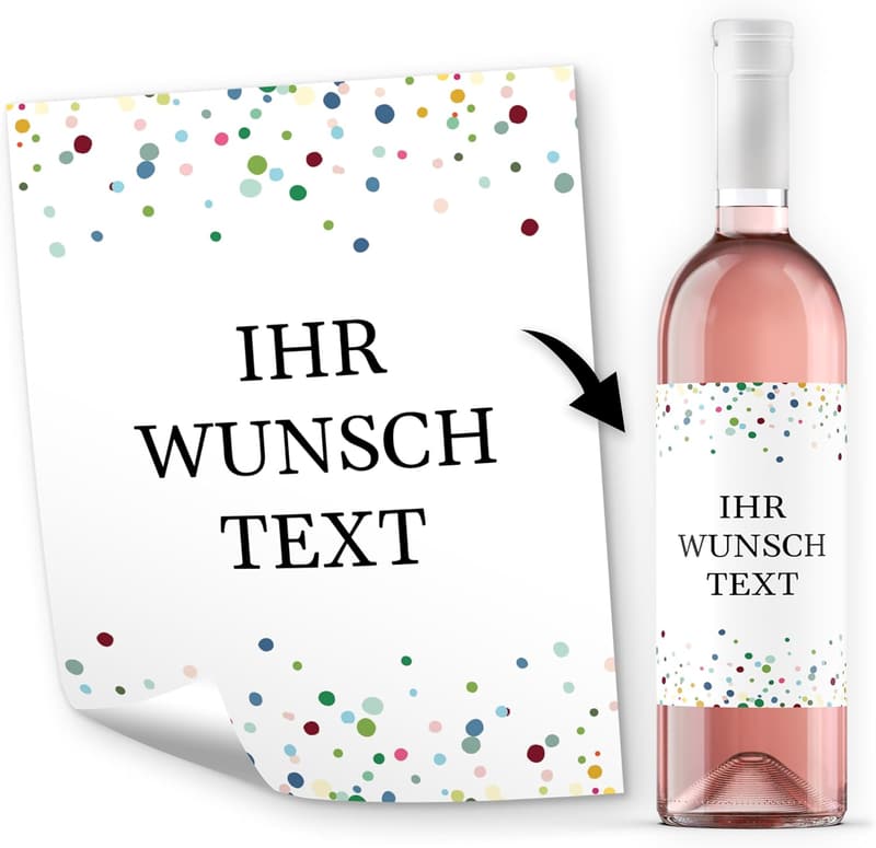 Personalisierte Flaschenetiketten für Wein und Sekt – 8 selbstklebende Aufkleber