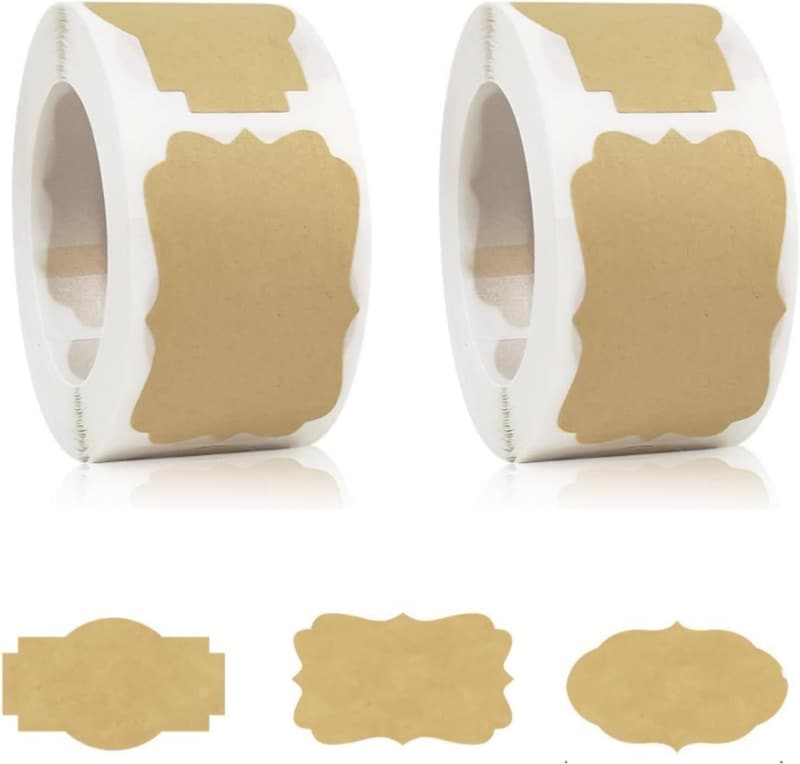 Selbstklebende Kraftpapier-Etiketten für Geschenke - 500 Stück, 2 Rollen